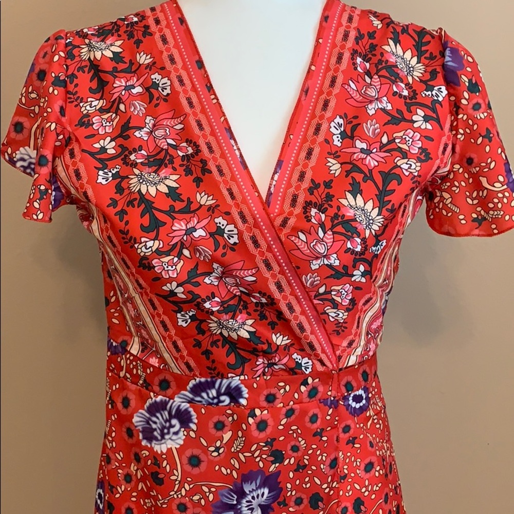 Red Boho Style Wrap Maxi Dress Sz XL - Picture 6 of 8